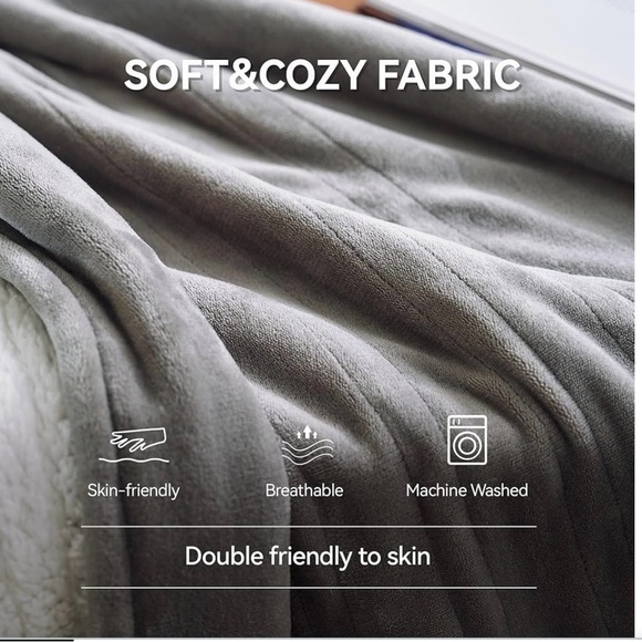 Cozy Gray Plush Electric Blanket for Ultimate Comfort - Picture 2 of 7